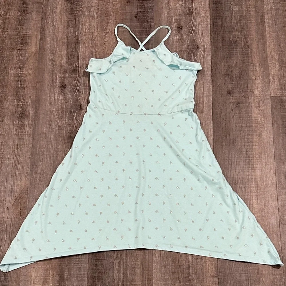 💞 Girls Size 10-12 (Large) Light Blue Sharkbite Hem Dress
